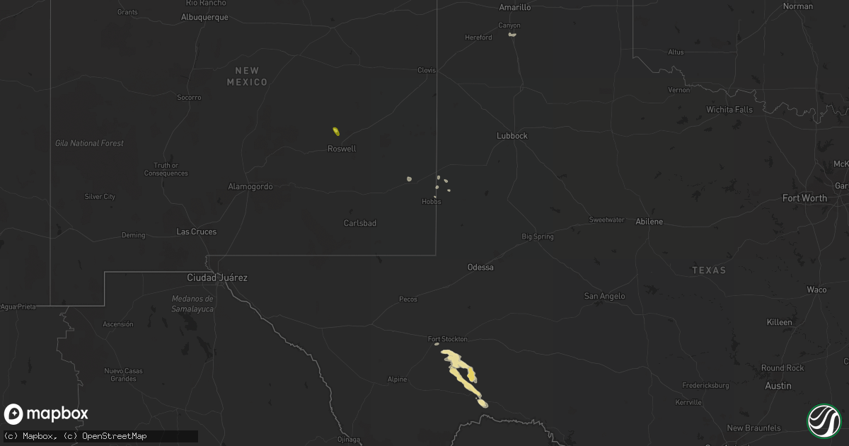 Hail map in New Mexico on November 6, 2016