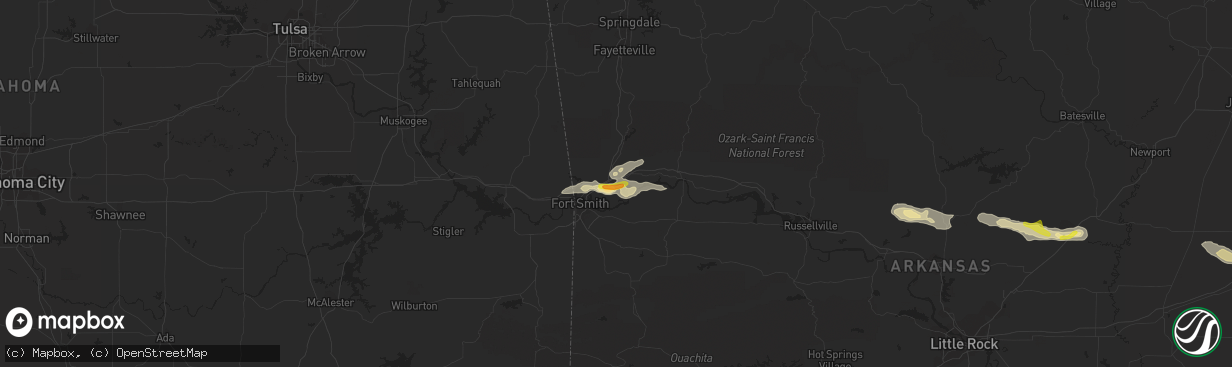 Hail map in Alma, AR on November 6, 2017