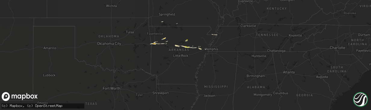 Hail map in Arkansas on November 6, 2017