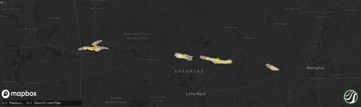 Hail map in Center Ridge, AR on November 6, 2017