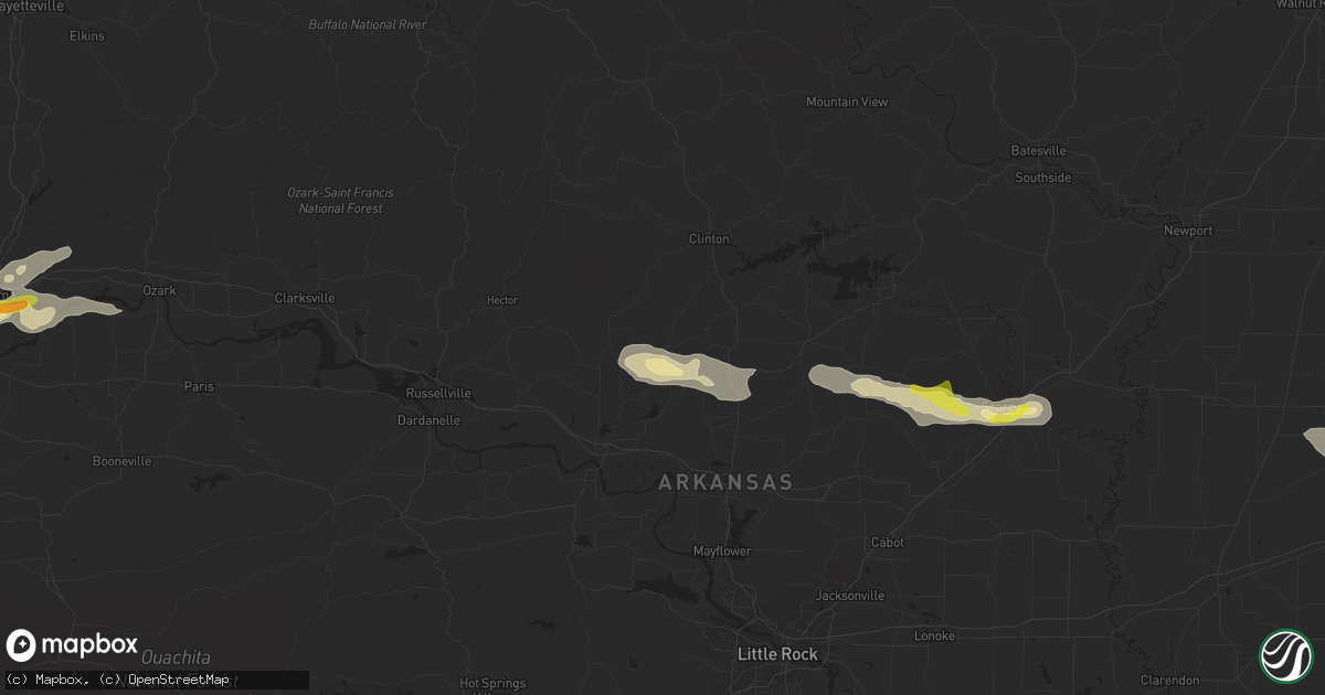 Hail map in Center Ridge, AR on November 6, 2017