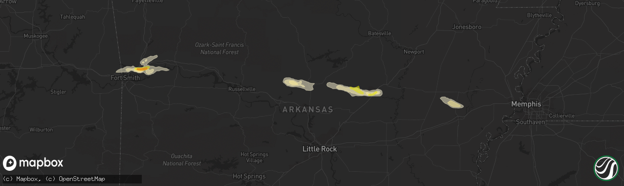 Hail map in Greenbrier, AR on November 6, 2017