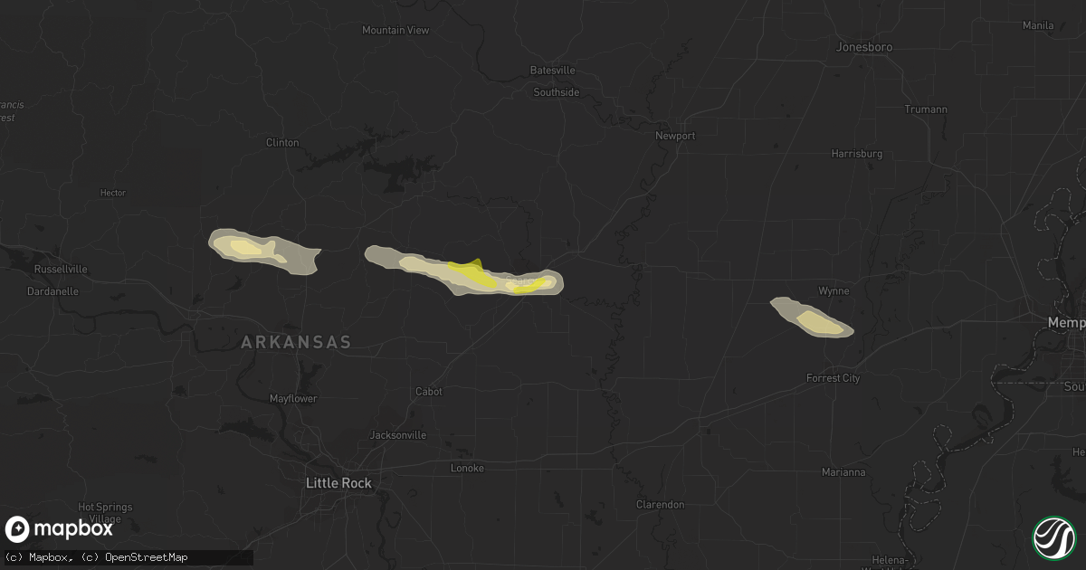 Hail map in Kensett, AR on November 6, 2017