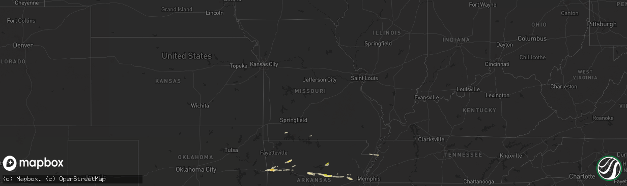 Hail map in Missouri on November 6, 2017