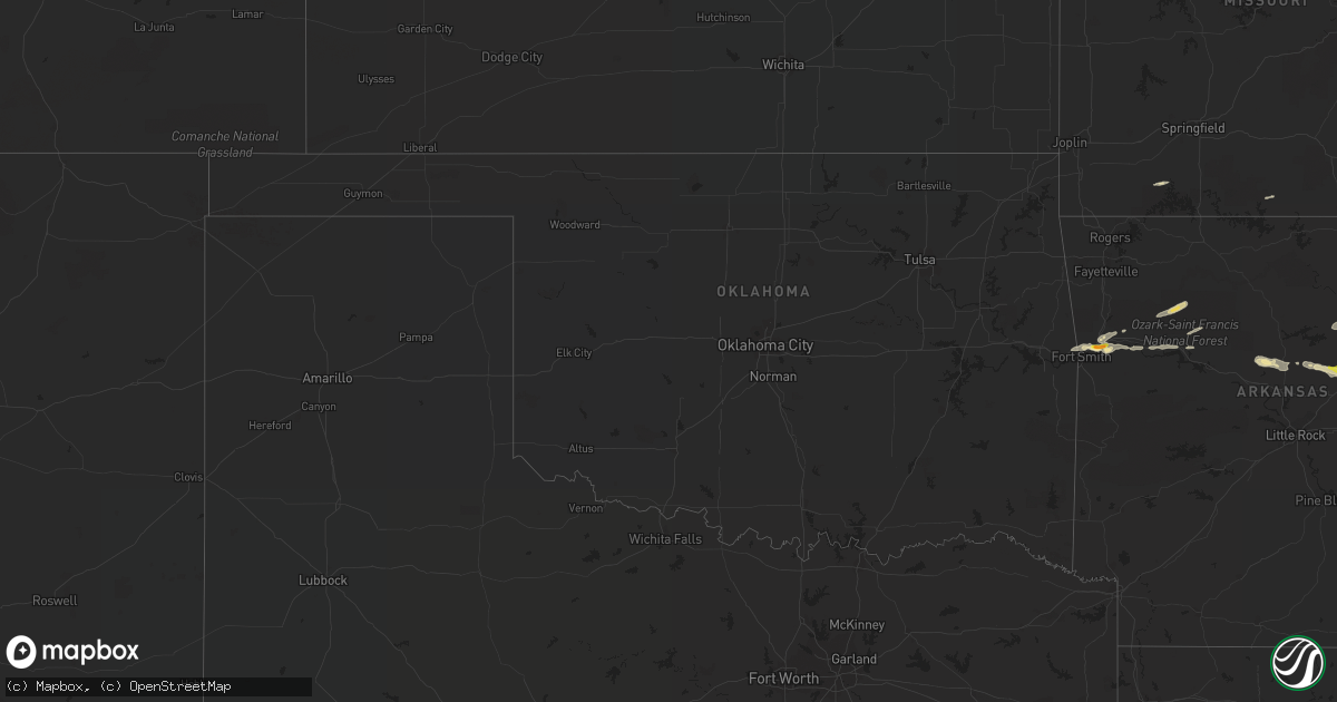 Hail map in Oklahoma on November 6, 2017