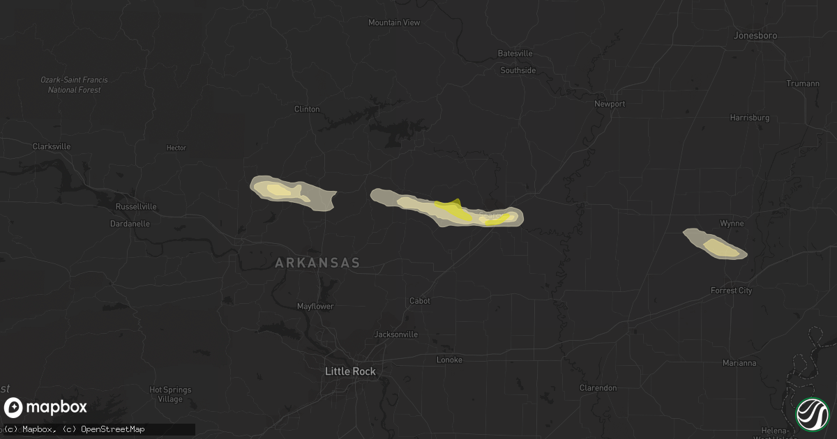Hail map in Romance, AR on November 6, 2017