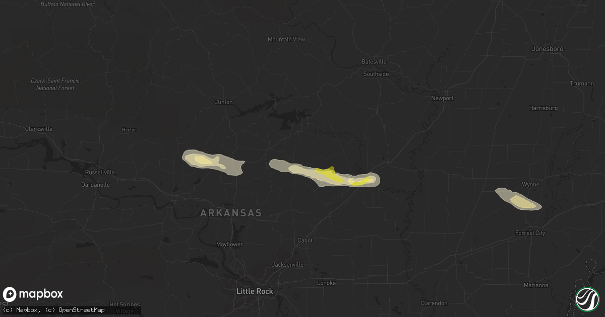 Hail map in Rose Bud, AR on November 6, 2017