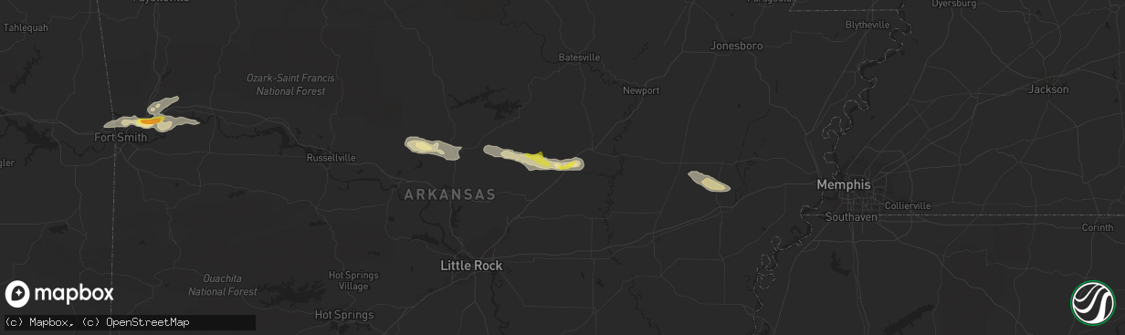 Hail map in Searcy, AR on November 6, 2017