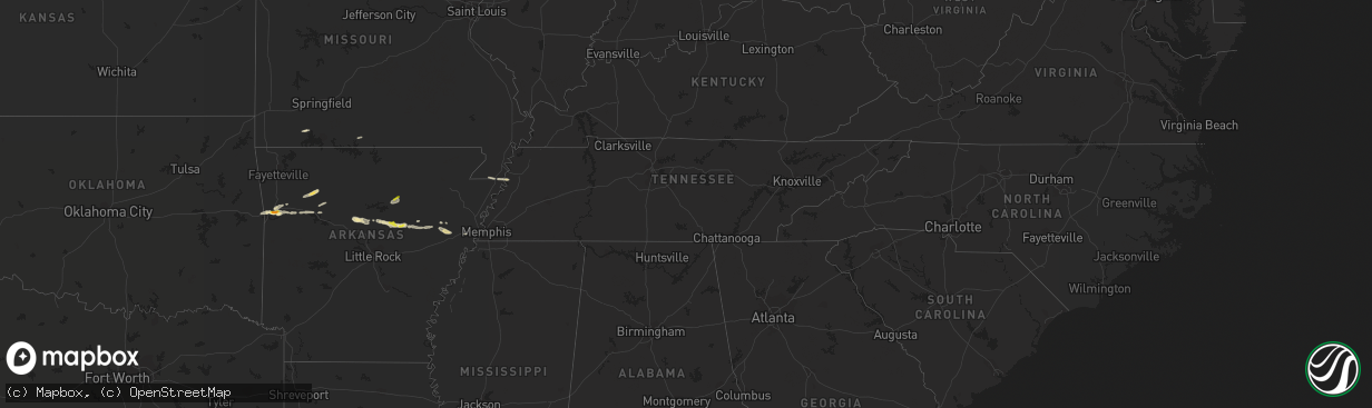 Hail map in Tennessee on November 6, 2017