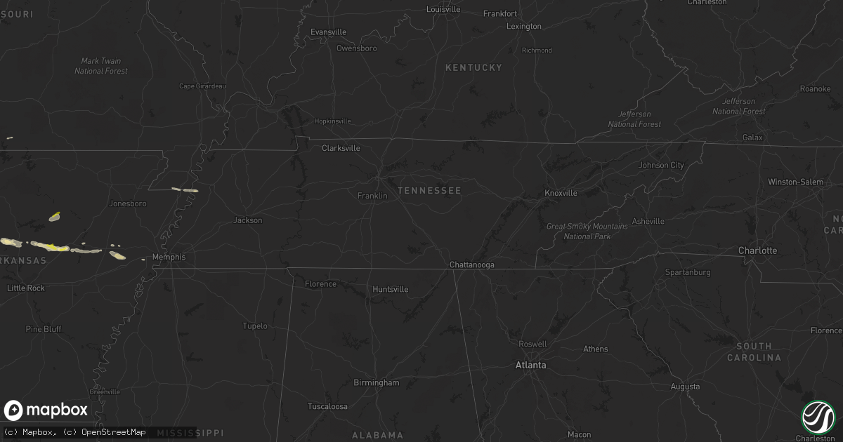 Hail map in Tennessee on November 6, 2017