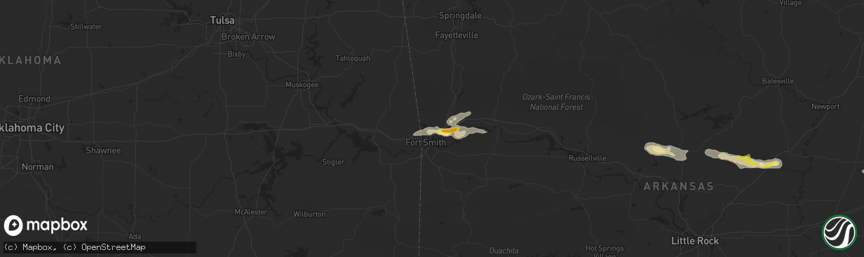 Hail map in Van Buren, AR on November 6, 2017