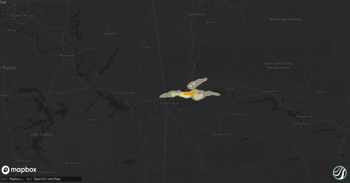 Hail map in Van Buren, AR on November 6, 2017