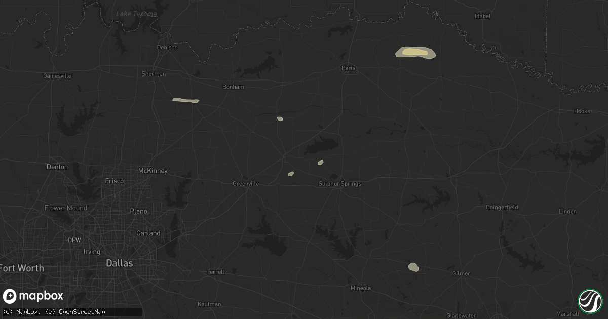 Hail map in Ladonia, TX on November 6, 2018
