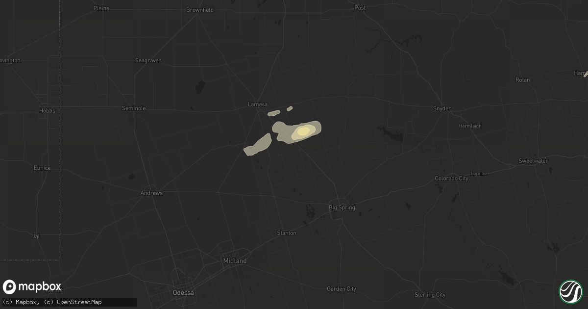 Hail map in Ackerly, TX on November 6, 2019