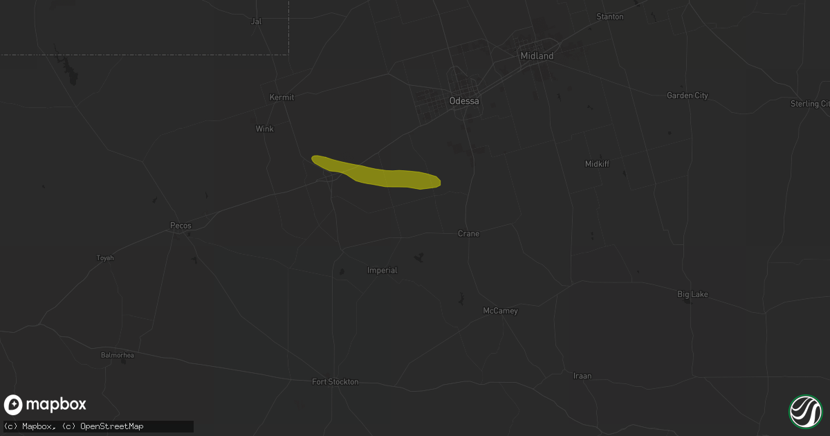 Hail map in Crane, TX on November 6, 2019