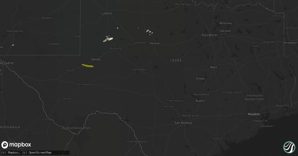 Hail map in Texas on November 6, 2019