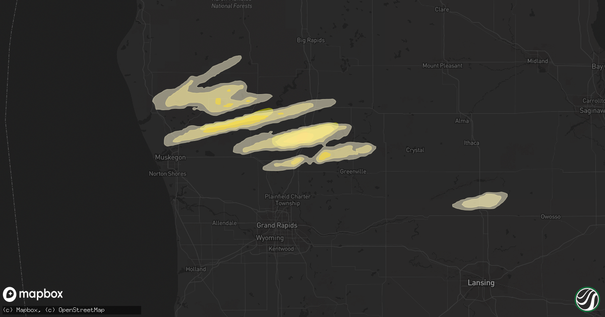 Hail map in Cedar Springs, MI on November 6, 2023