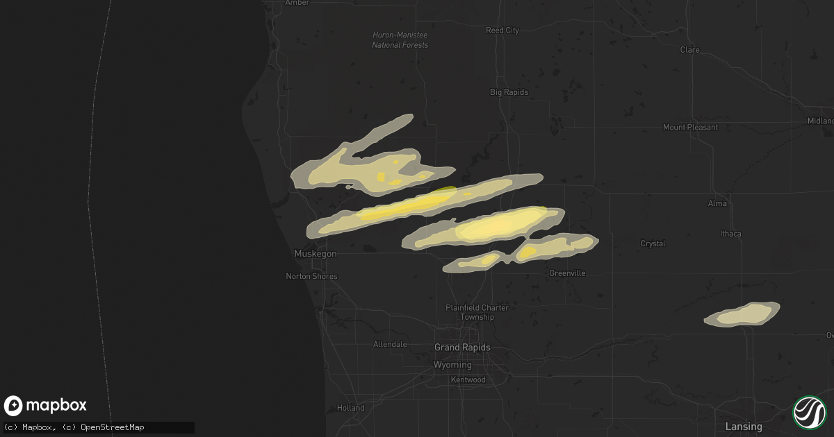 Hail map in Grant, MI on November 6, 2023