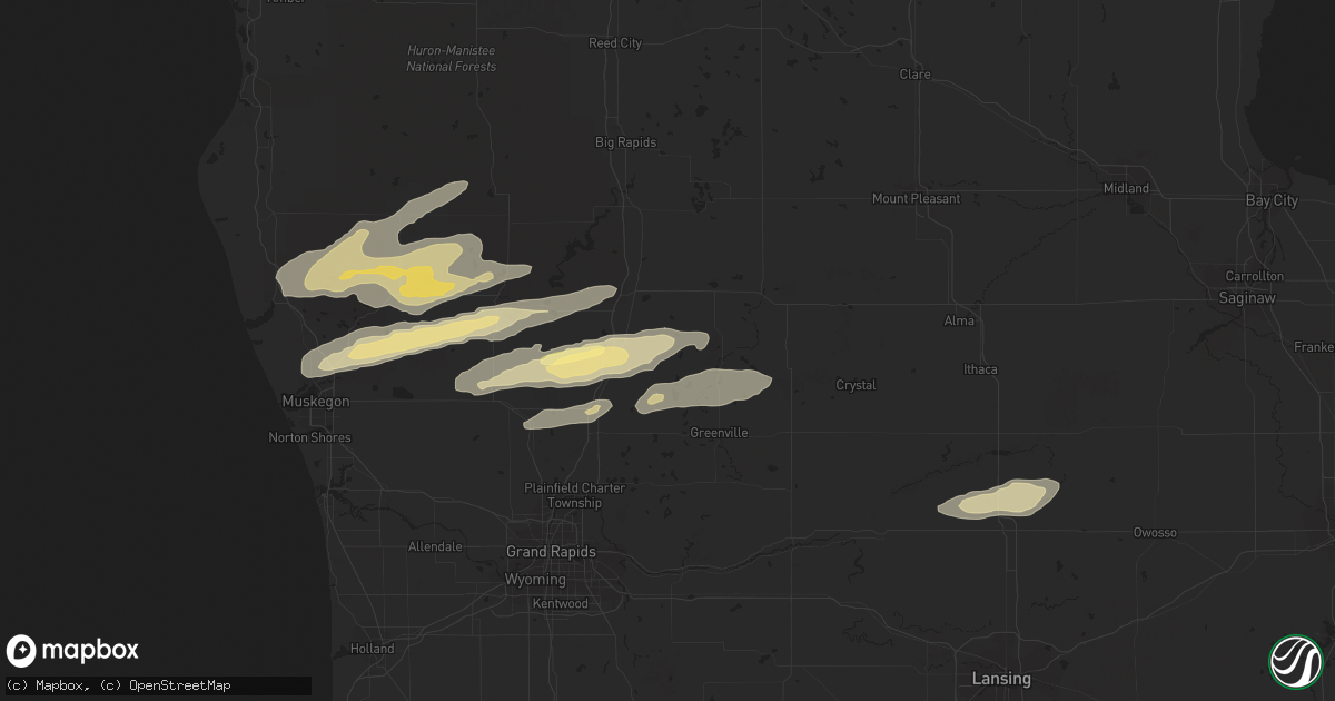 Hail map in Holton, MI on November 6, 2023