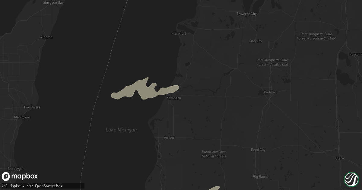 Hail map in Manistee, MI on November 6, 2023