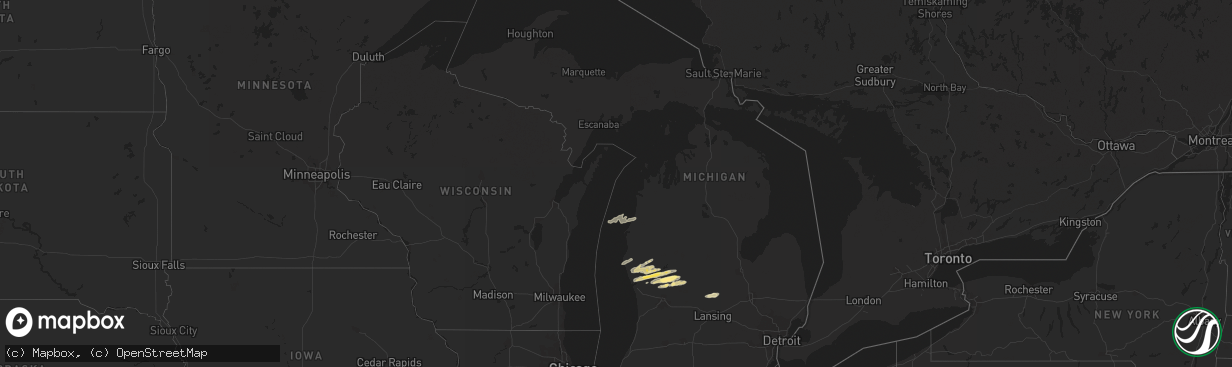 Hail map in Michigan on November 6, 2023