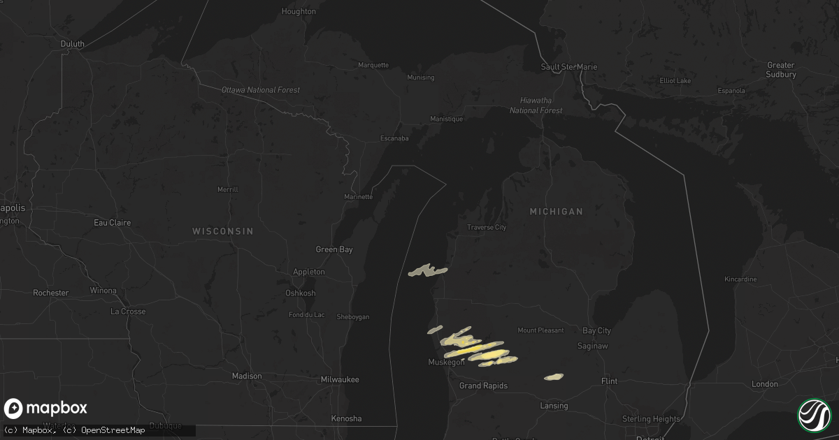 Hail map in Michigan on November 6, 2023
