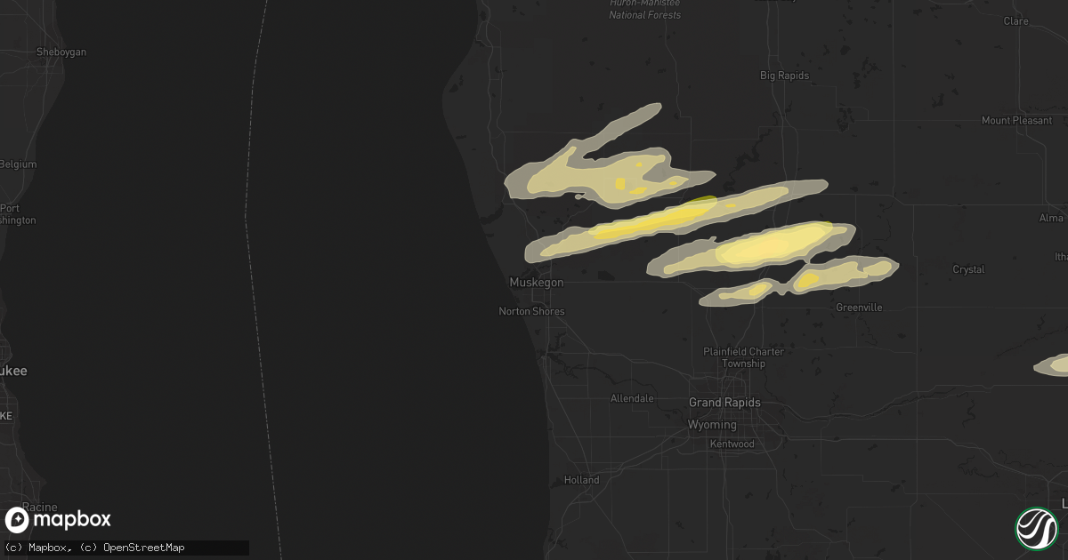 Hail map in Muskegon, MI on November 6, 2023