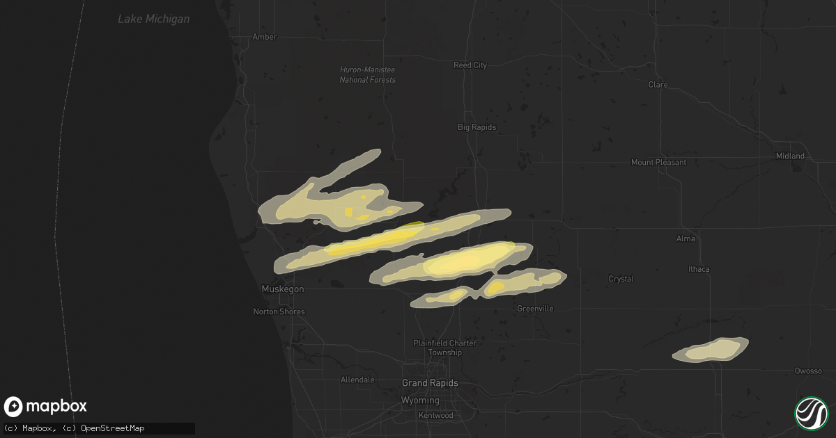 Hail map in Newaygo, MI on November 6, 2023
