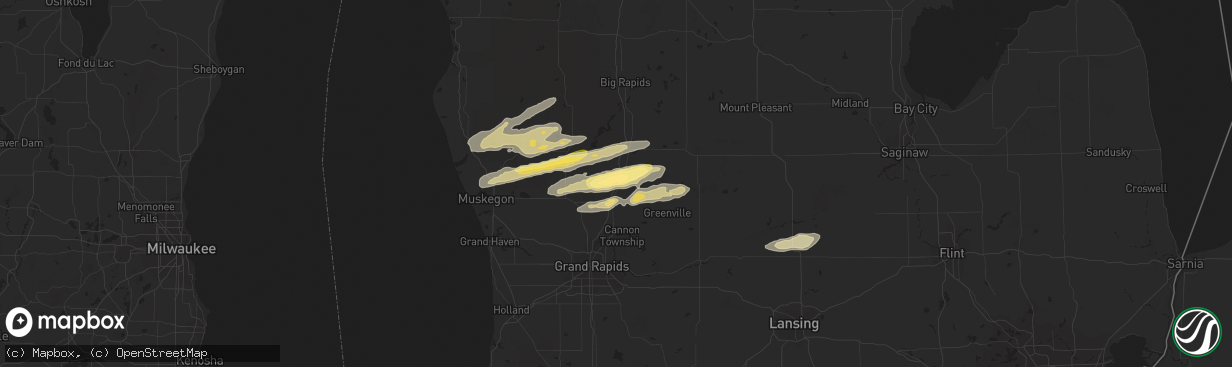 Hail map in Sand Lake, MI on November 6, 2023