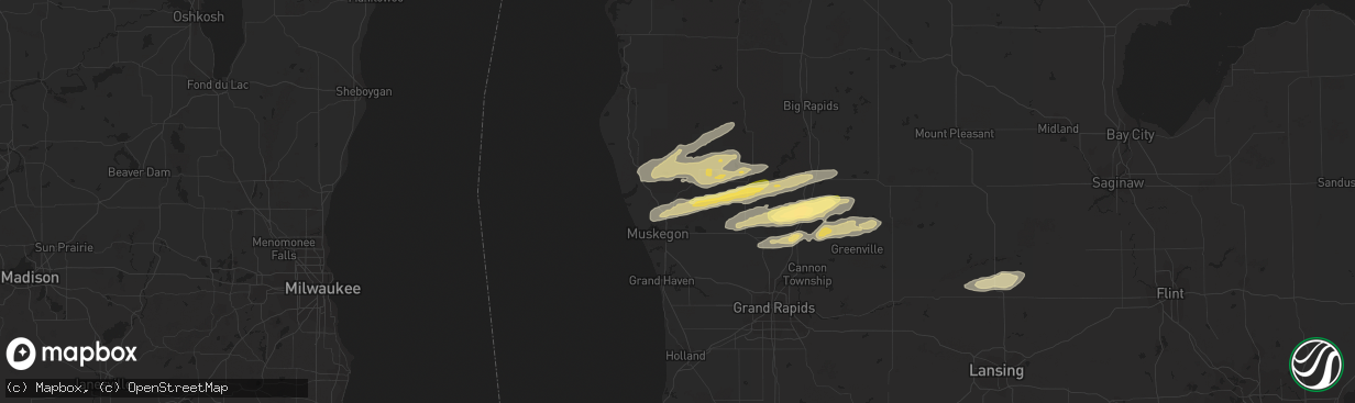 Hail map in Twin Lake, MI on November 6, 2023