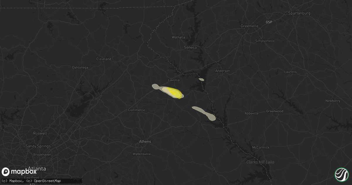 Hail map in Canon, GA on November 7, 2017