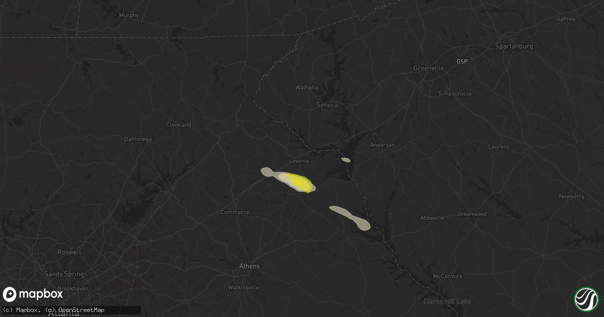 Hail map in Lavonia, GA on November 7, 2017