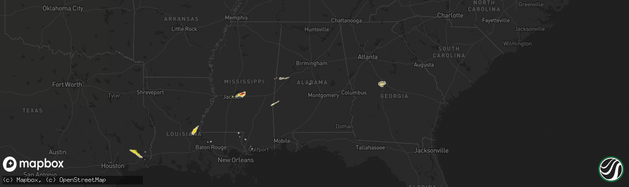 Hail map in Alabama on November 7, 2018