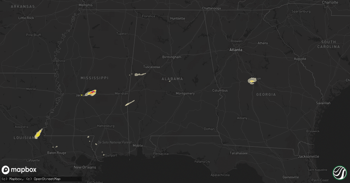Hail map in Alabama on November 7, 2018