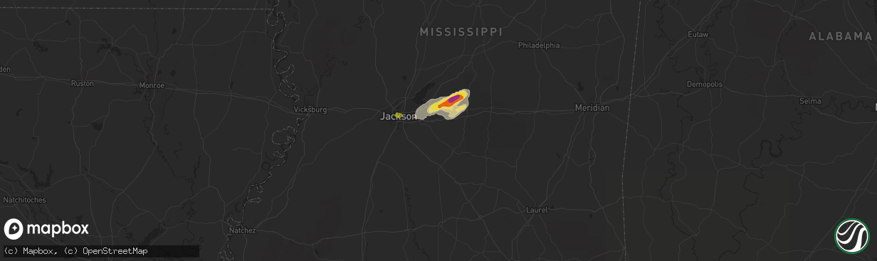 Hail map in Brandon, MS on November 7, 2018