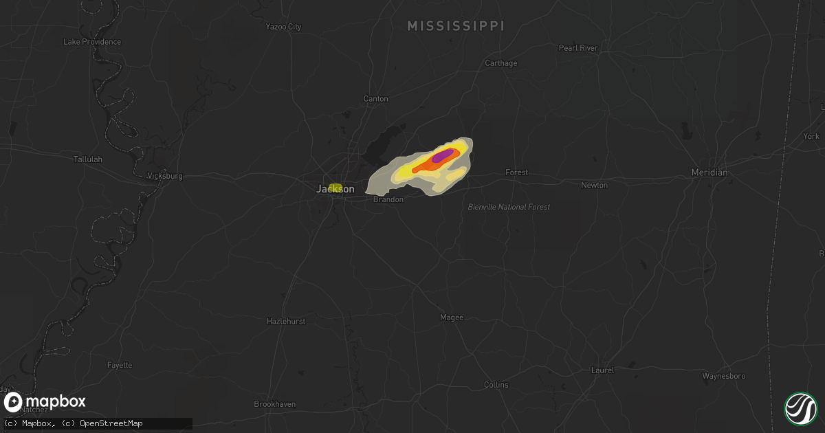 Hail map in Brandon, MS on November 7, 2018