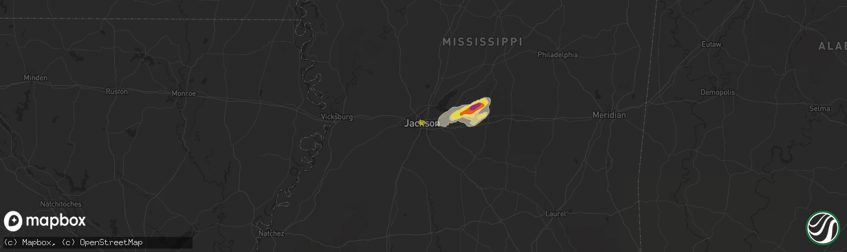 Hail map in Jackson, MS on November 7, 2018