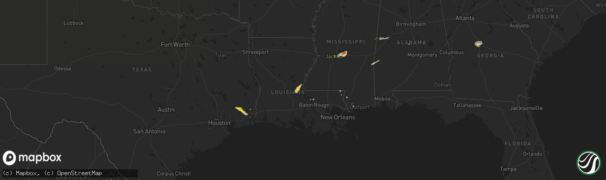 Hail map in Louisiana on November 7, 2018