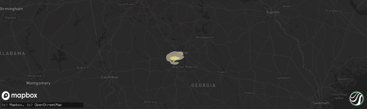 Hail map in Macon, GA on November 7, 2018