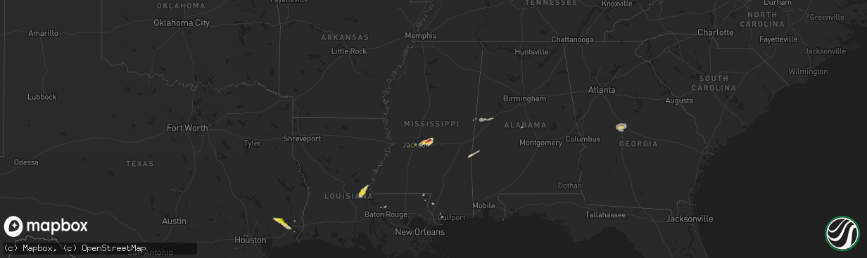 Hail map in Mississippi on November 7, 2018