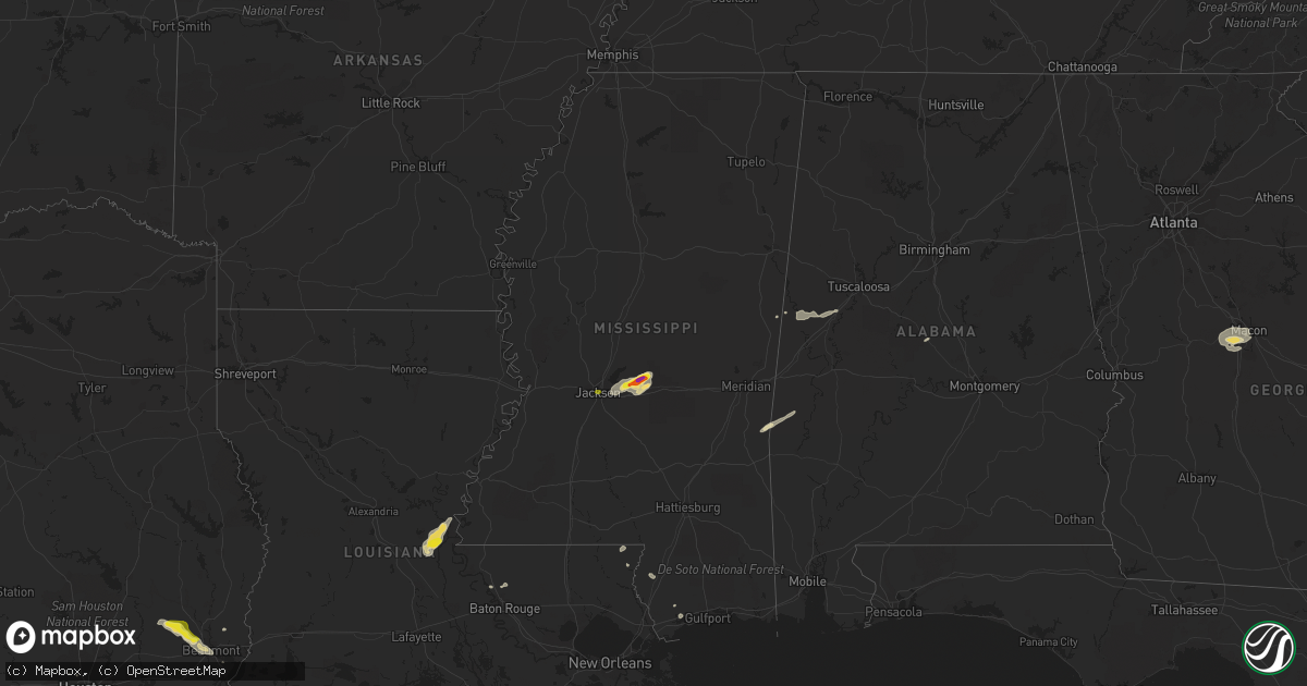 Hail map in Mississippi on November 7, 2018