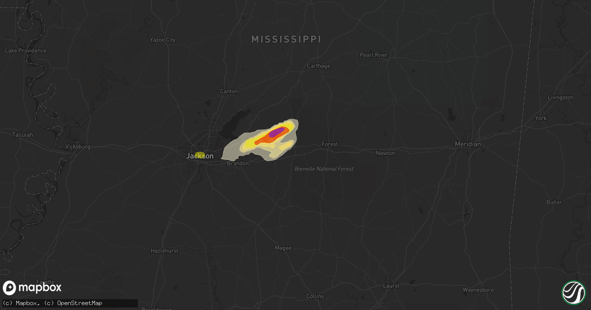 Hail map in Morton, MS on November 7, 2018