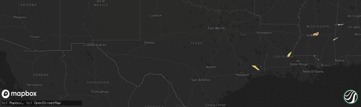 Hail map in Texas on November 7, 2018