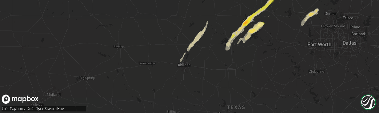 Hail map in Abilene, TX on November 7, 2024