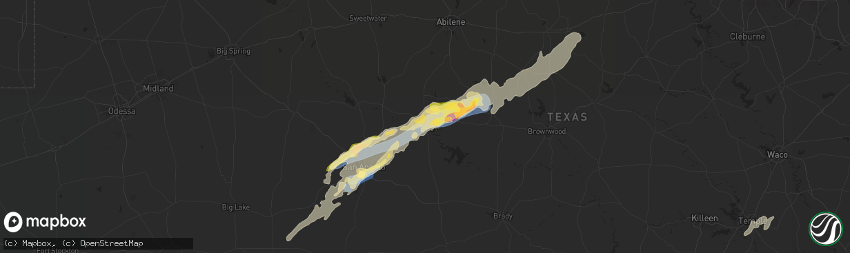 Hail map in Ballinger, TX on November 7, 2024