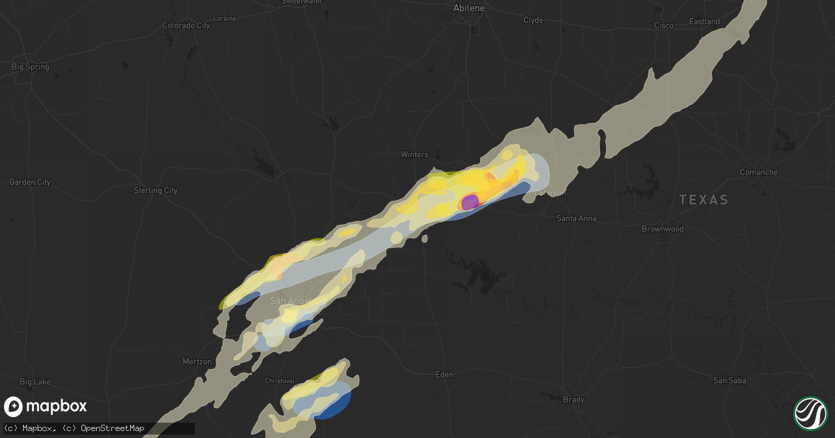 Hail map in Ballinger, TX on November 7, 2024