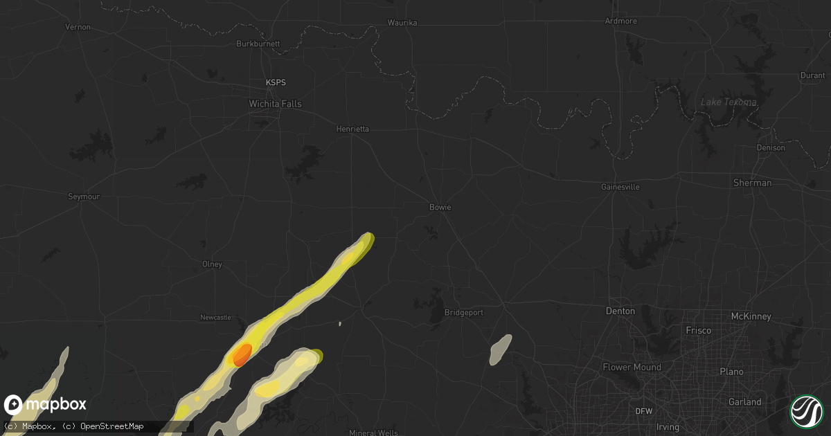 Hail map in Bowie, TX on November 7, 2024