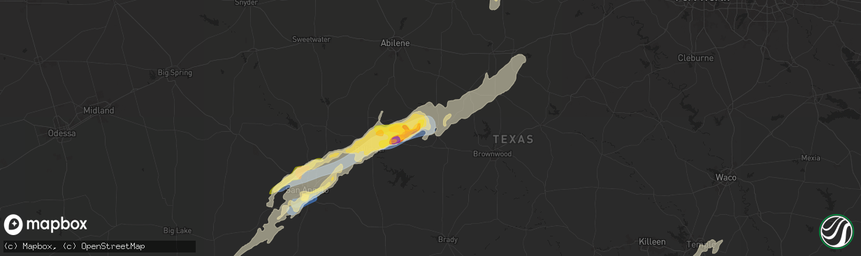 Hail map in Coleman, TX on November 7, 2024