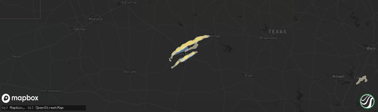 Hail map in Goodfellow Afb, TX on November 7, 2024