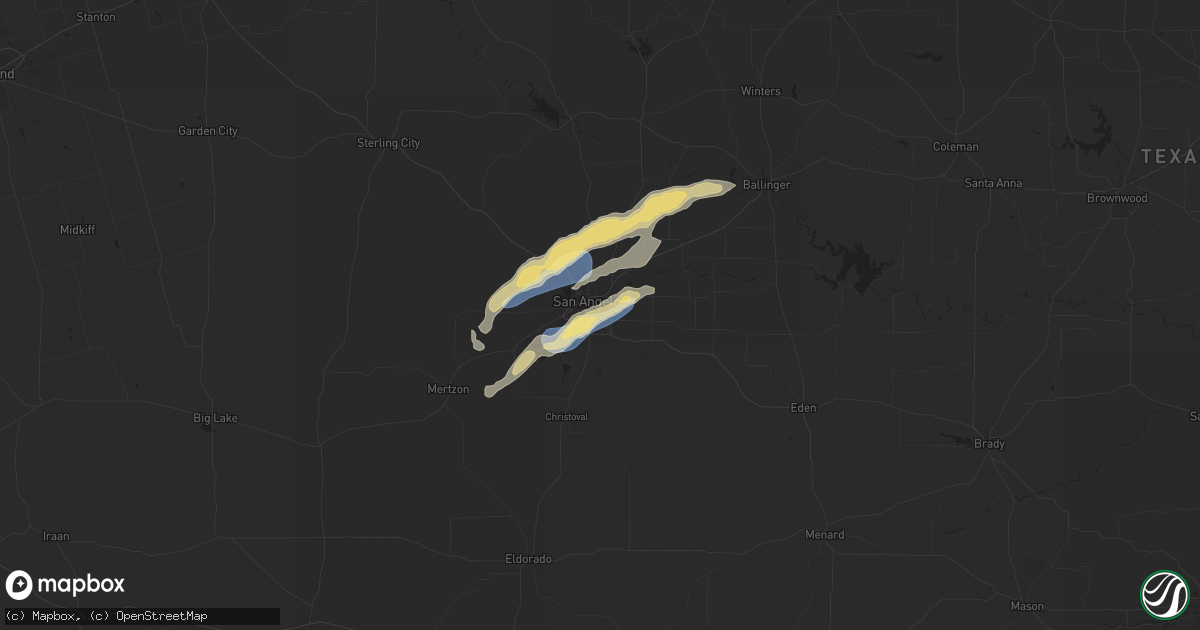 Hail map in Goodfellow Afb, TX on November 7, 2024